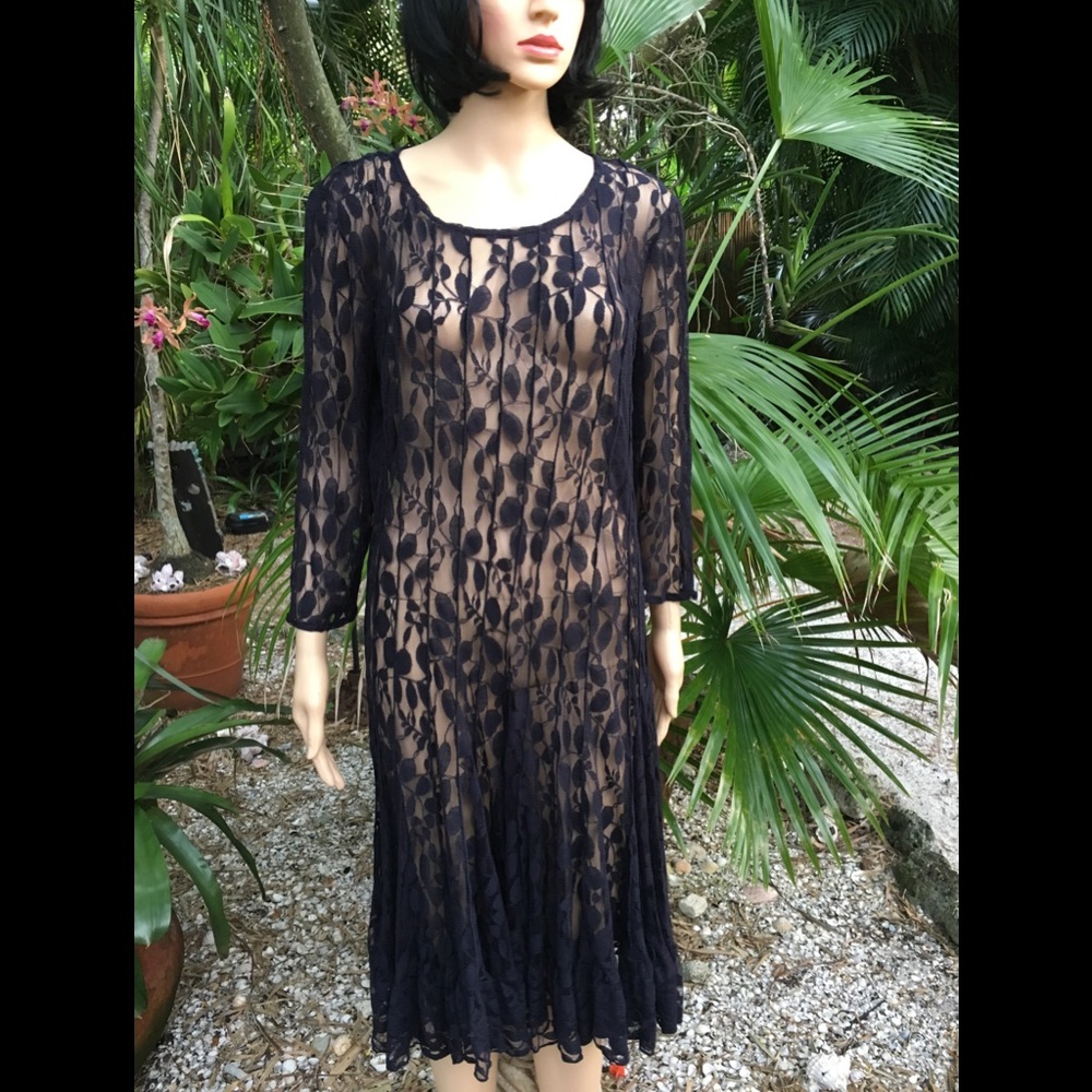 S. LEVINE BLUE BLACK LACE SIZE 16